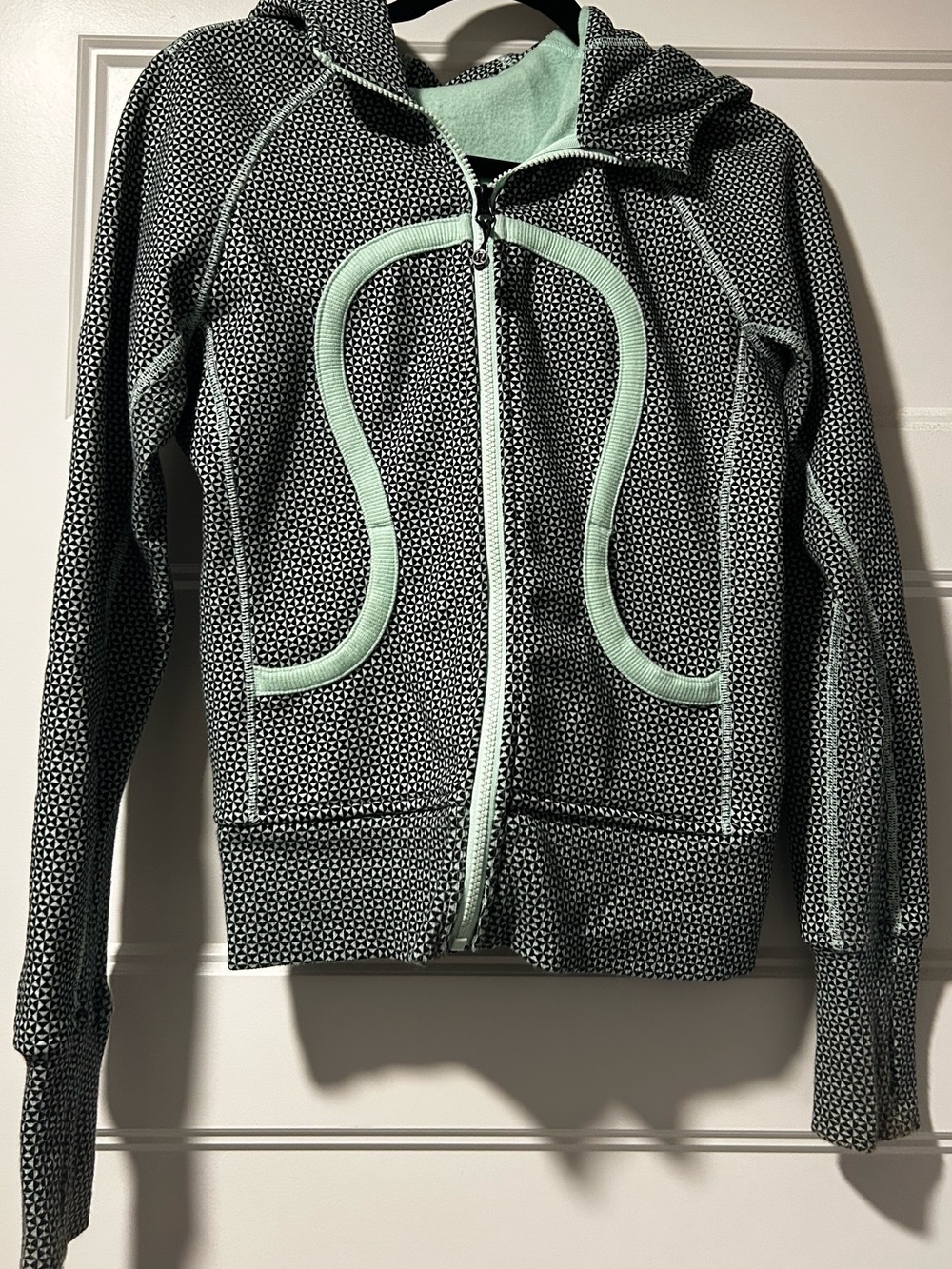 Mint Green and Black Lululemon Scuba Full Zip Hoodie